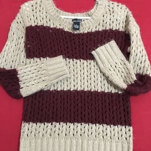 Wet Seal Cozy Maroon & Tan Sweater